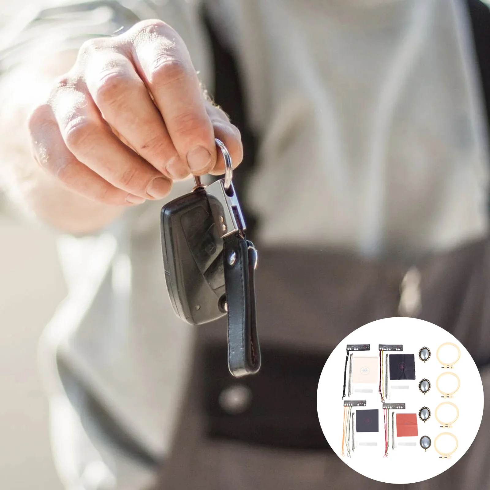 

4Sets Embroidery Kit for Beginners DIY Flower Grass Necklace Pendant Stitch Kit Handmade Embroidered Stitching