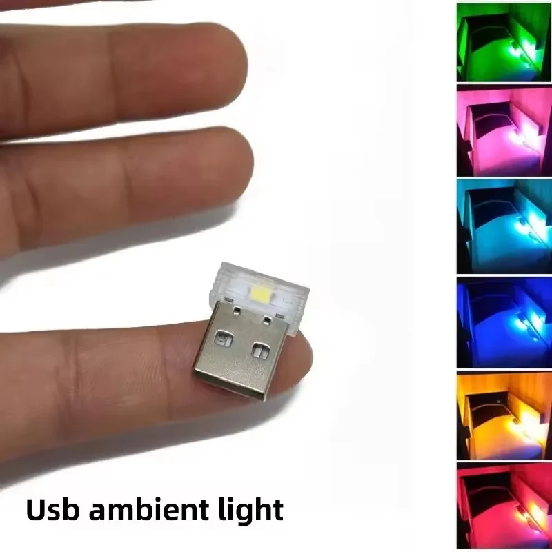 1/2pcs Car USB Interior, Colorful Atmosphere Lighting, Wiring Free Decoration, Car Mounted Touch Sound Control, Breathing Light