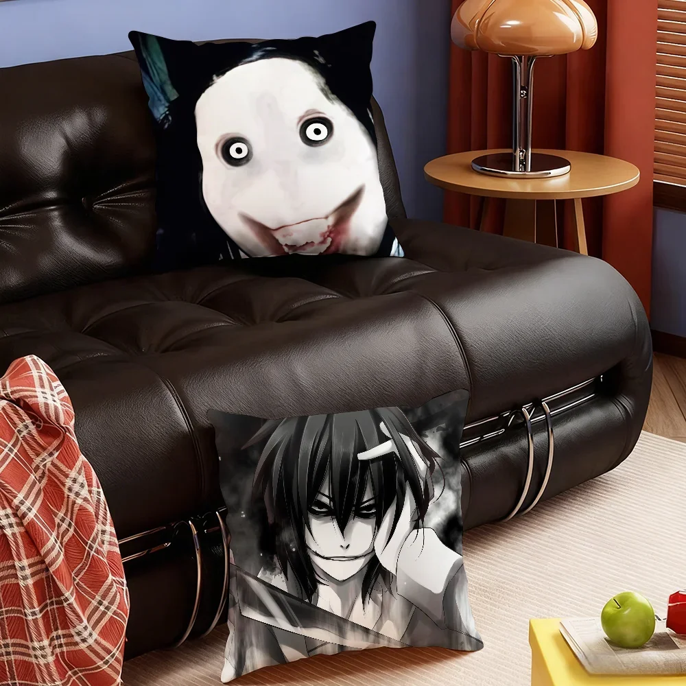 Cartoon Jeff the Killer cushion cover Soft Smooth Pillow Case Hidden Zipper Washable Decorative Couch Office Gift