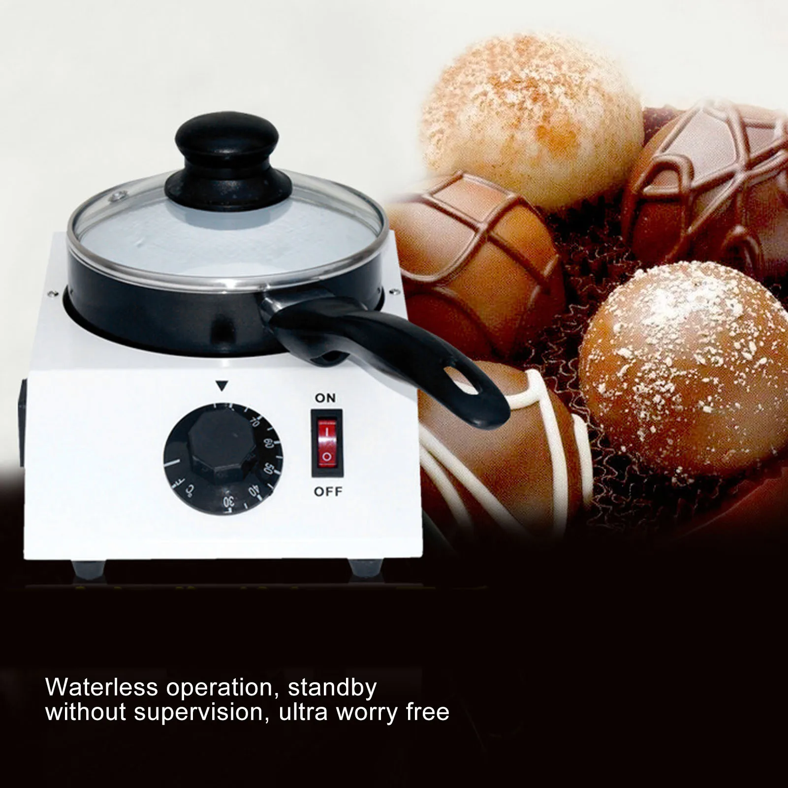 ماكينة ذوبان شوكولاتة الألومنيوم مانعة للالتصاق ، وعاء واحد ، تحكم يدوي ، 30-85 ℃ ، 1 روض