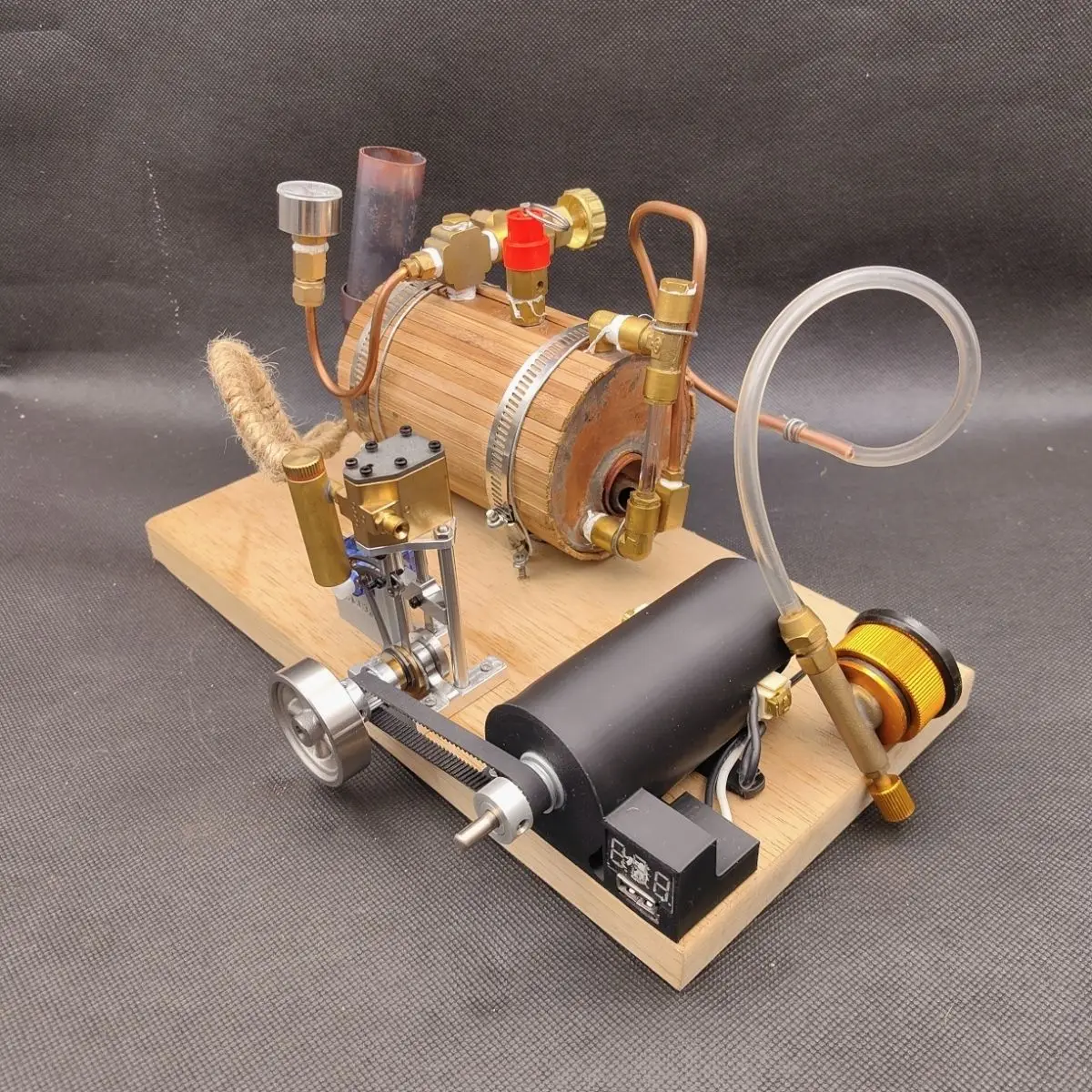 New Single-cylinder Reciprocating Steam Engine Metal Model with Boiler Generator and Light Bulb Set Physics Research Gift