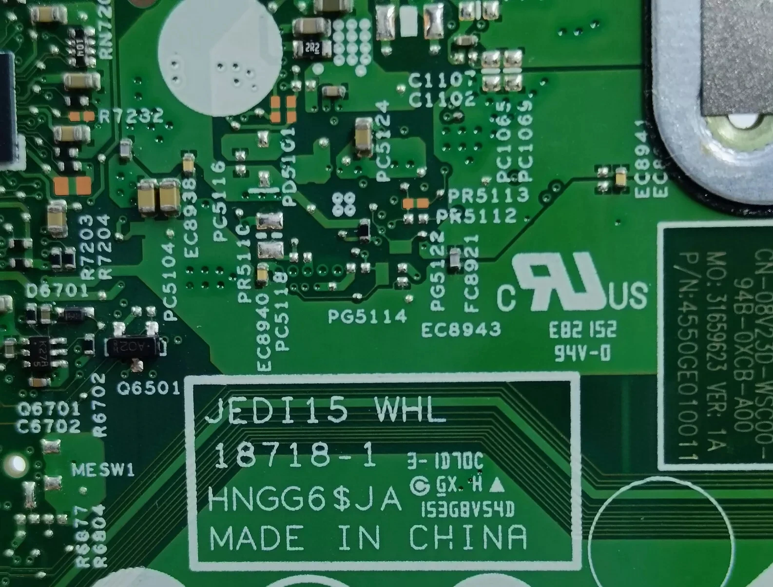 08V23D لـ Inspiron 7590 2-in-1 اللوحة الأم JEDI15 WHL 18718-1 i5-8265U