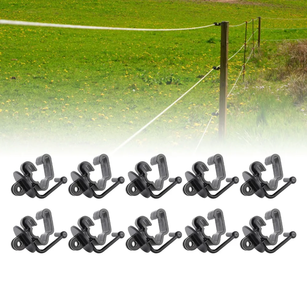 25pcs Plastic T Post Insulators Black 1.33 T Post Compatible Electric Fence Insulator 1-1/4 Inch Compatible Wire Holding Clips view 3