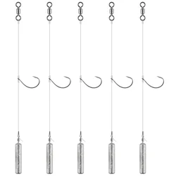 5pcs Drop Shot Rig with Fishing Weight Sinker 3.5g-10g Surf Fishing Rig Texas Rig for Swimbaits Soft Plastic Lure Worm Grubs