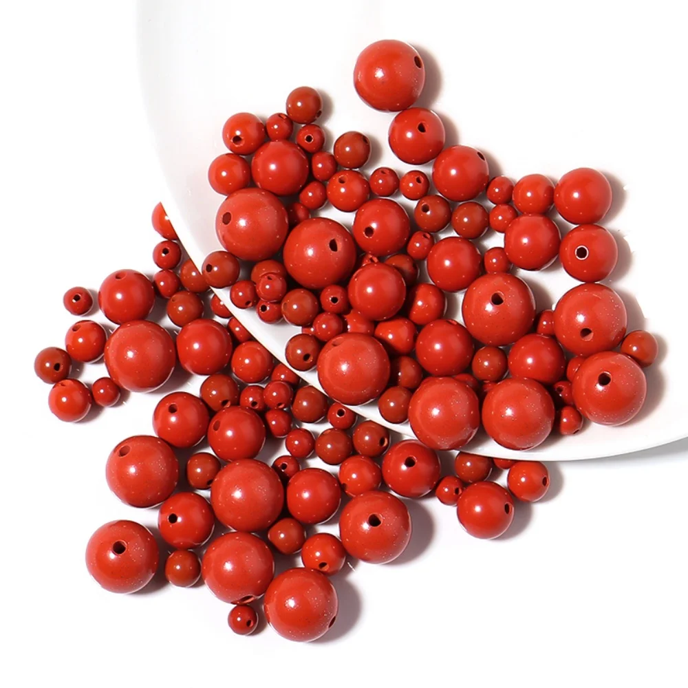 15g Red Natural  Stone Beads Cinnabar Loose  Bead For neckalace Bracelet  Jewelry Making Accessories  4/5/6/8/10mm