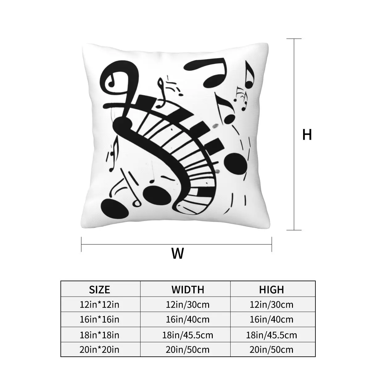 Abstract Piano Keys With Musical Notes Square Pillowcase Cushion Cover Pillow Case Throw Pillow Cover for Home Sofa Living Room