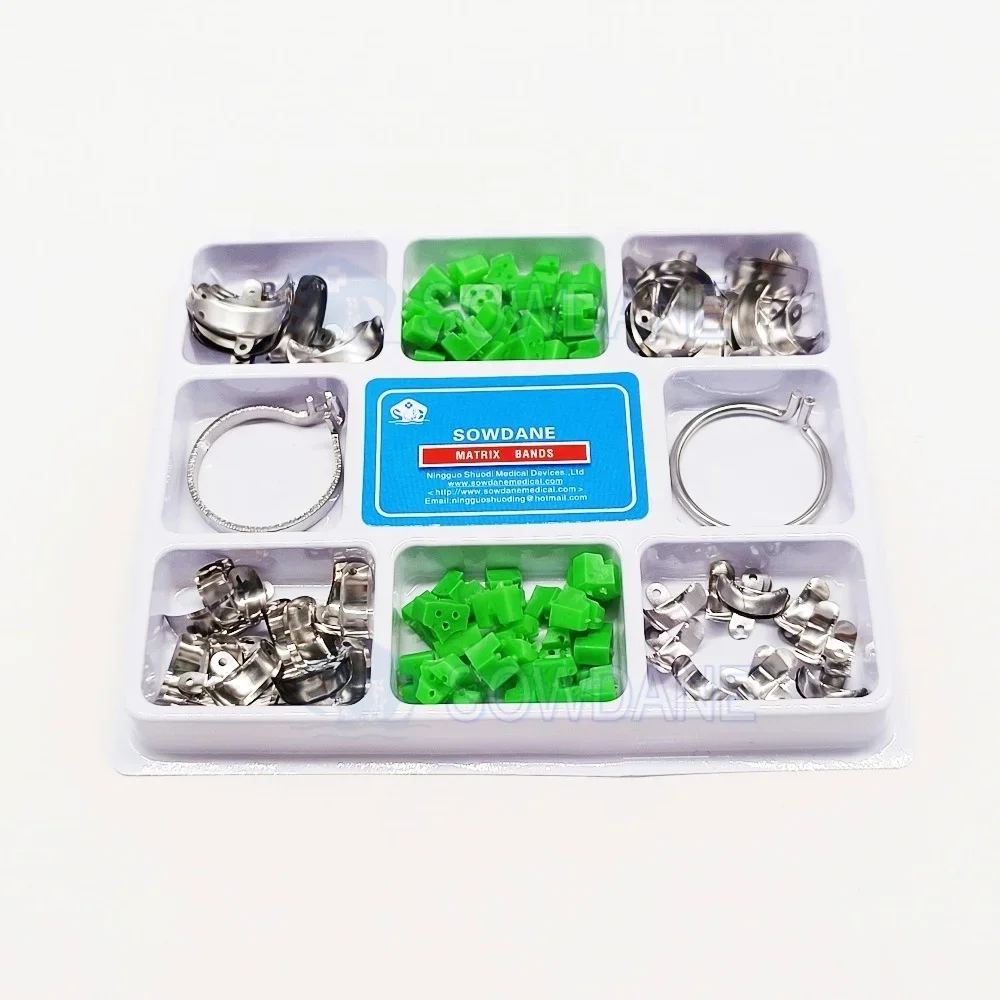 80pcs New Dentals M4 matrices Sectionals Contoureds Metals Matrices Wedges set with Silicons add-on wedges Clip Ring