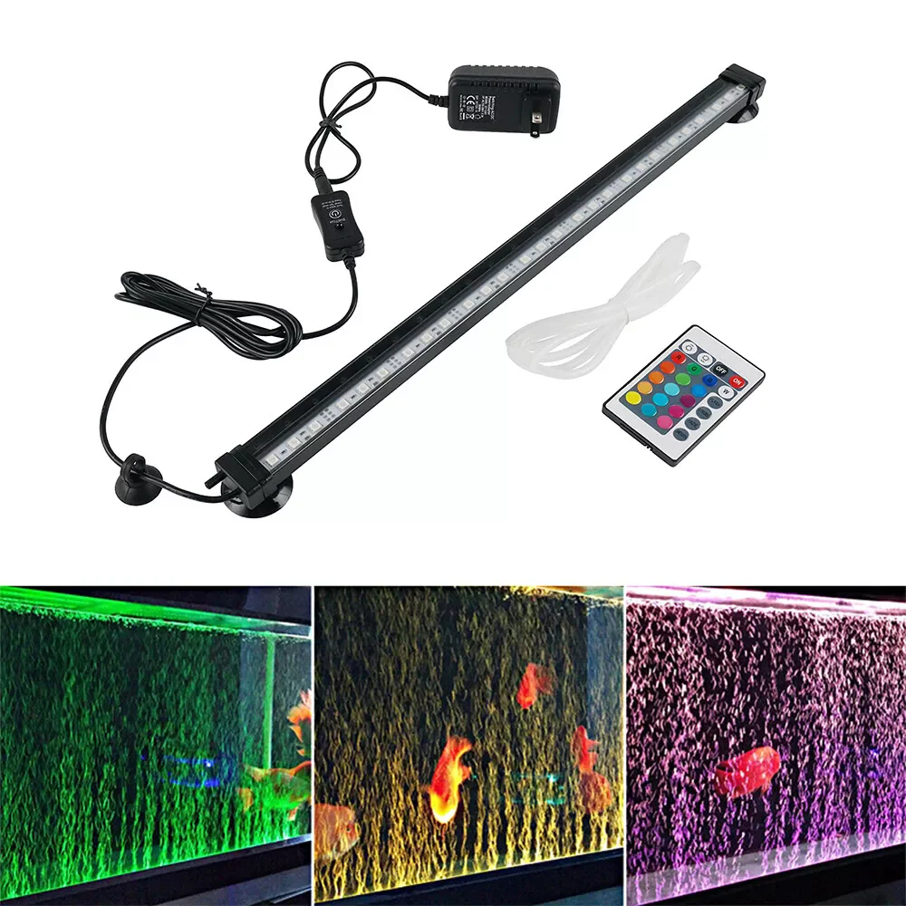 Bombilla de aire subacuática para acuario, luz LED para pecera, lámpara sumergible RGB + control remoto