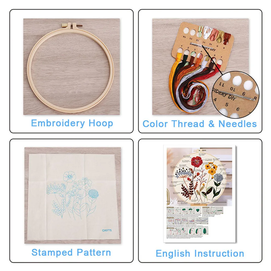 Funny Animal Embroidery Kits for Beginners,Cross Stitch Kit for Adults,DIY Needlepoint with Hens and Flower Pattern Handy Sewing view 4