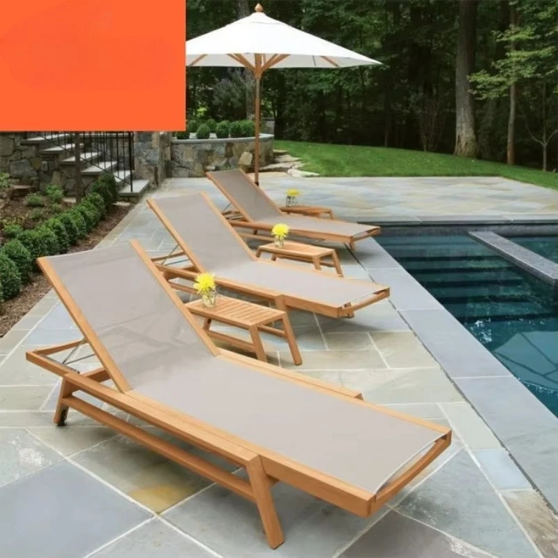 High quality teak sofa bed furniture outdoor solid wood poolside loungers