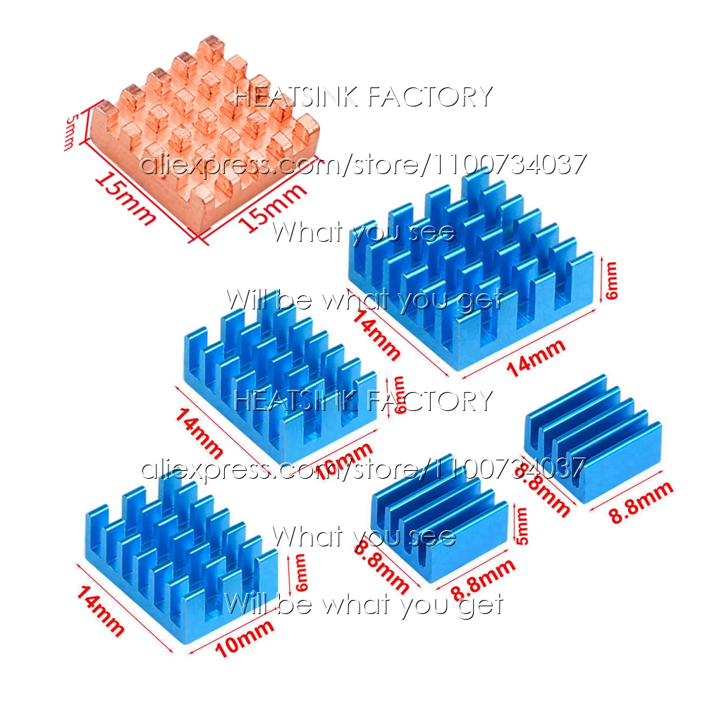 6-48pcs/lot DIY Copper Aluminum Heatsinks Kit With Thermal Adhesive Tape Pad Cooling for Banana Pi R3