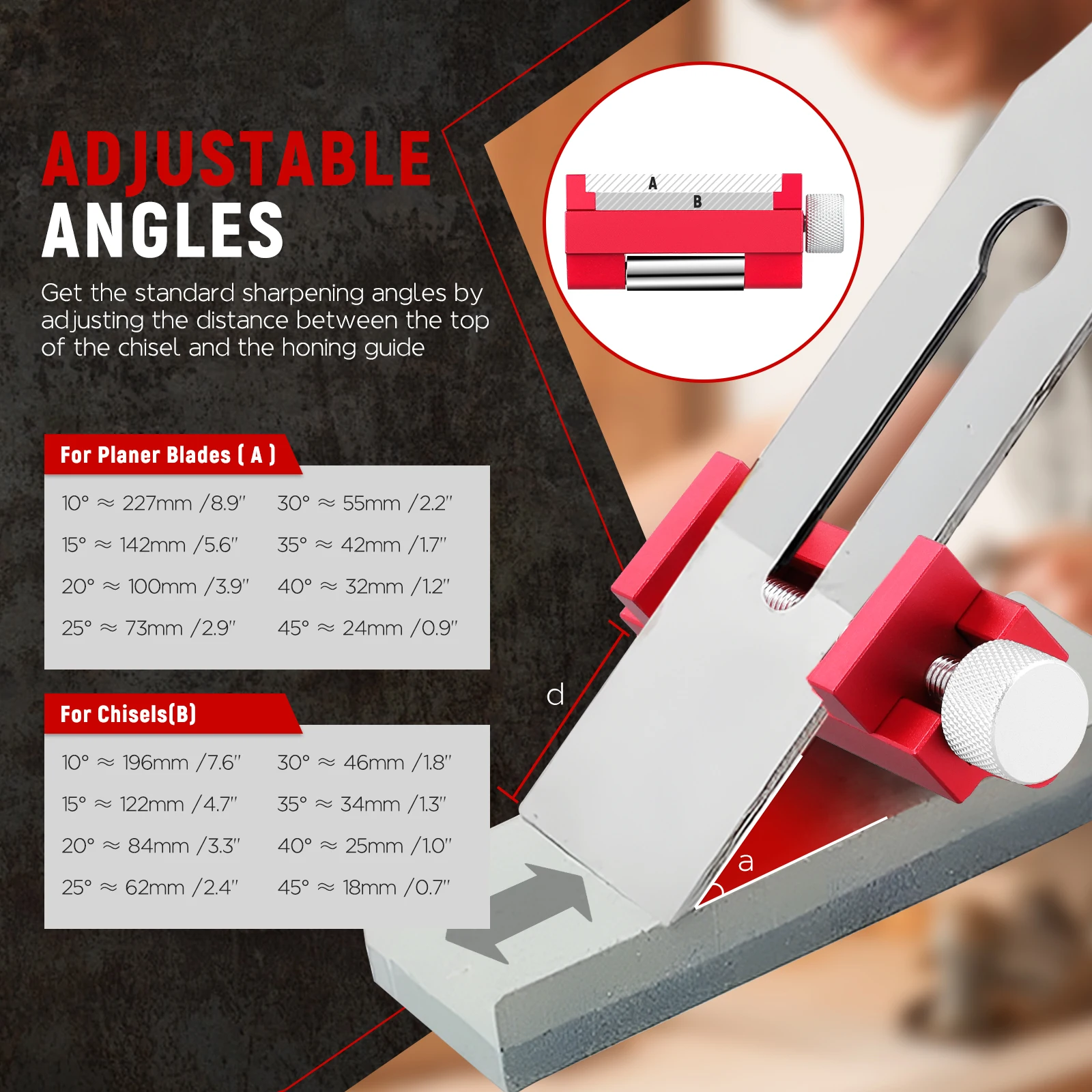 Chisel Honing Guide Stainless Steel Adjustable Jig Guide Tool For Metal Wood Chisel Abrasive Sharp Fixed Angle Sharpener Kit