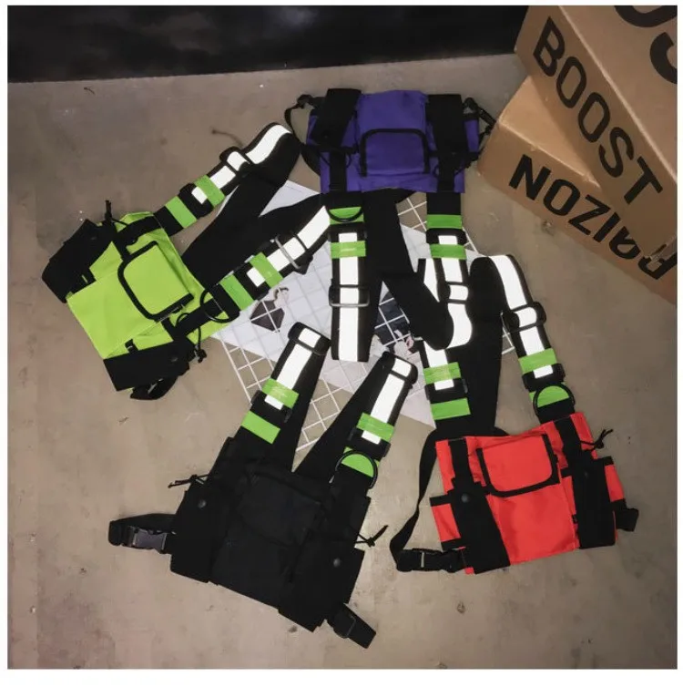 Functional Tactical Chest Bag For Men Fashion Bullet Hip Hop Vest Streetwear Bag Waist Pack Unisex Black Chest Rig Bag