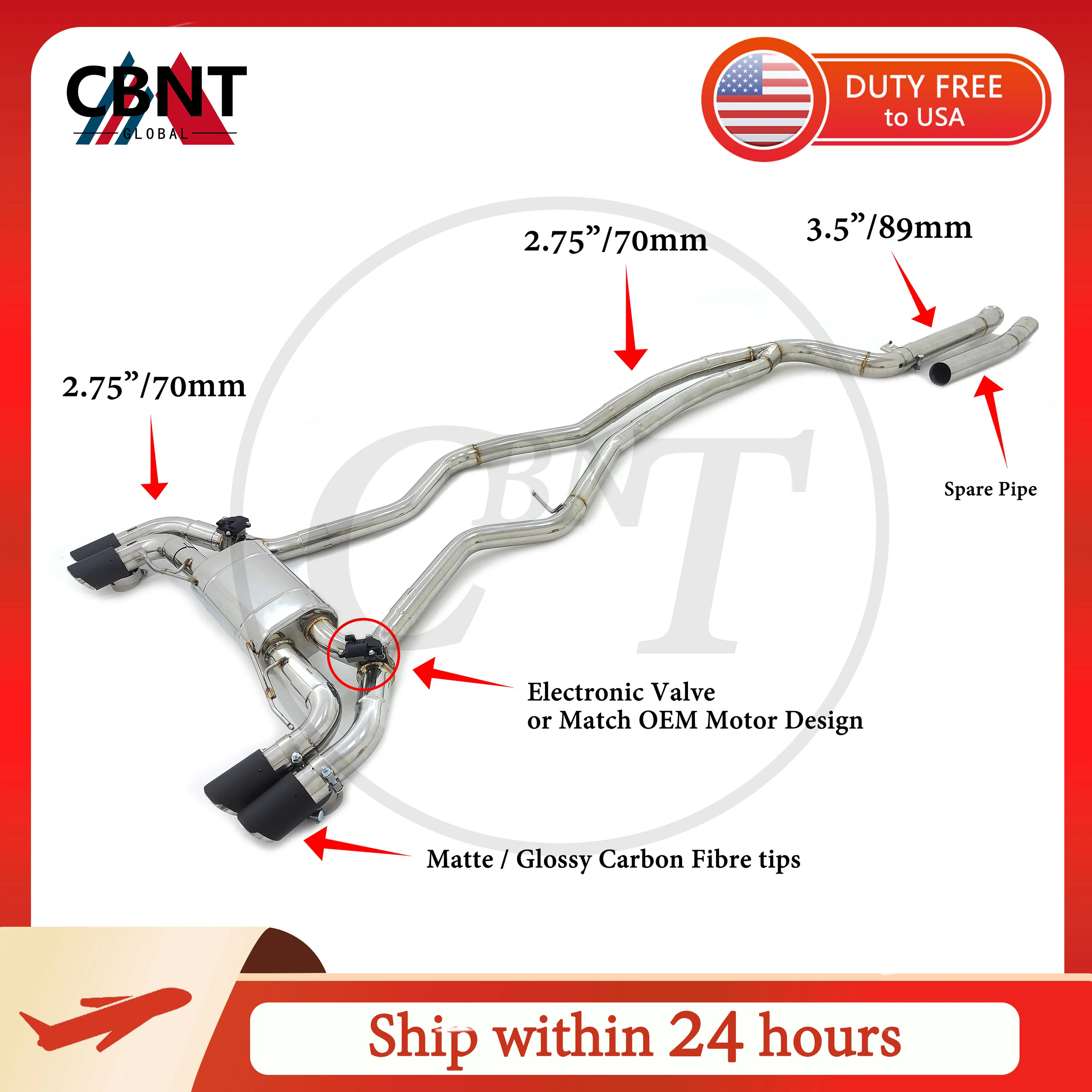 

CBNT Valved Exhaust Pipe for BMW M240i G42 M340i G20 M440i G22 B58 3.0T Catback with Valve Muffler Performance Exhaust System