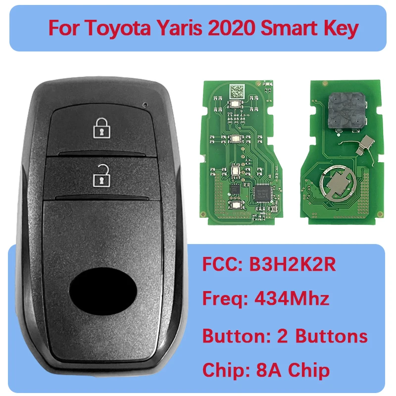 CN007212 Aftermarket 2 Bottoni Keyless Smart Key Fob 433.58/434.42MHZ 4A Chip HITAG AES B3H2K2R Per Toyota Yaris 2020