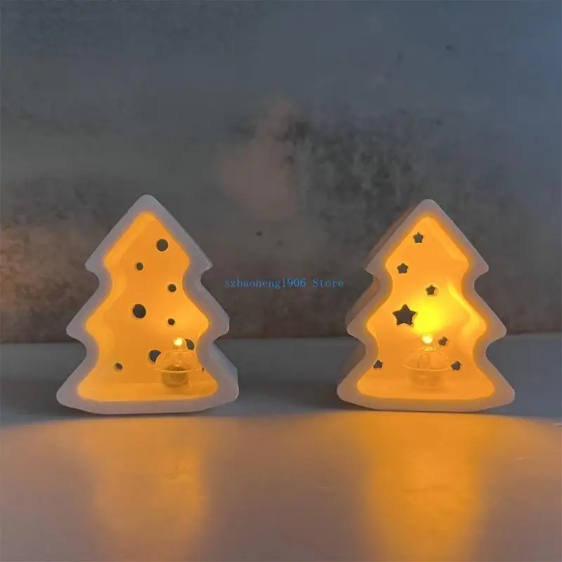 85LF قالب من السيليكون المرن لمصباح الليل مهرجان الديكور قالب شجرة عيد الميلاد شمعة حامل قالب أداة صنع المجوهرات