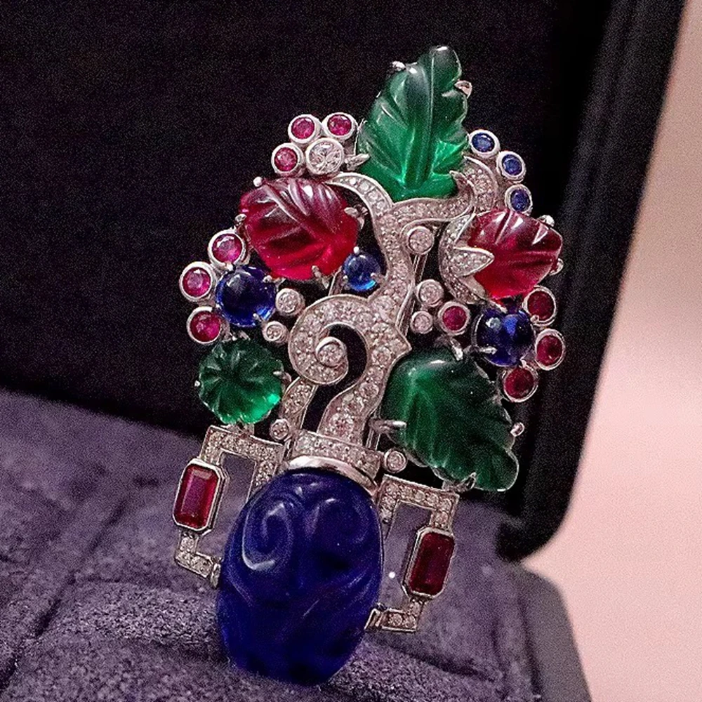 

ARIGAYA Брошь и кулон в фруктовом стиле из стерлингового серебра 925 пробы двойного назначения с кубическим цирконом и синтетическим камнем, изысканные женские украшения