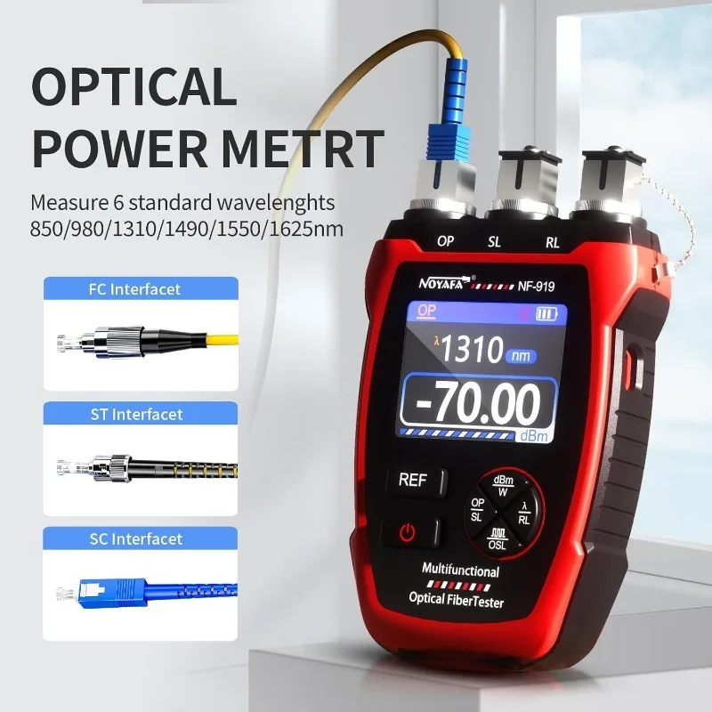 NOYAFA NF-919 Optical Power Meter, 3 in 1 Fiber Optic Cable Tester with Light Source Function &10KM Visual Fault Locator