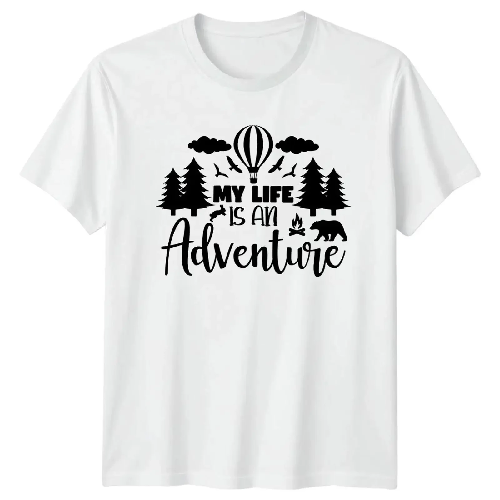Mein Leben ist ein Abenteuer T Shirt Camping Outdoor Geburtstag Geschenk für Sie und Ihn vintage Washed Unisex fashion Soft