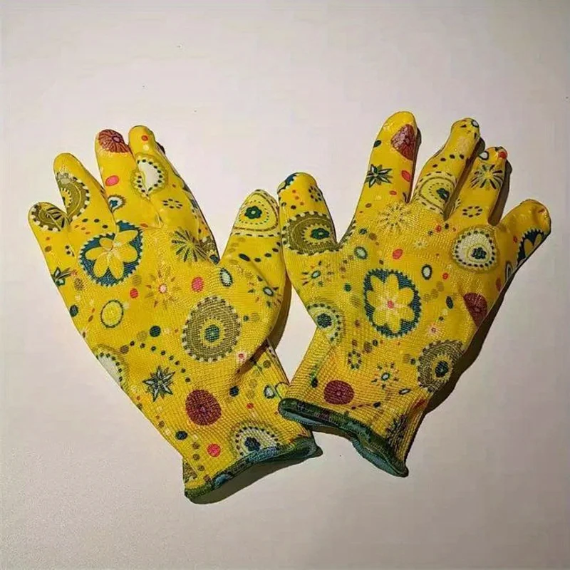 1 pair of garden protective gloves with palm drip glue to prevent punctures