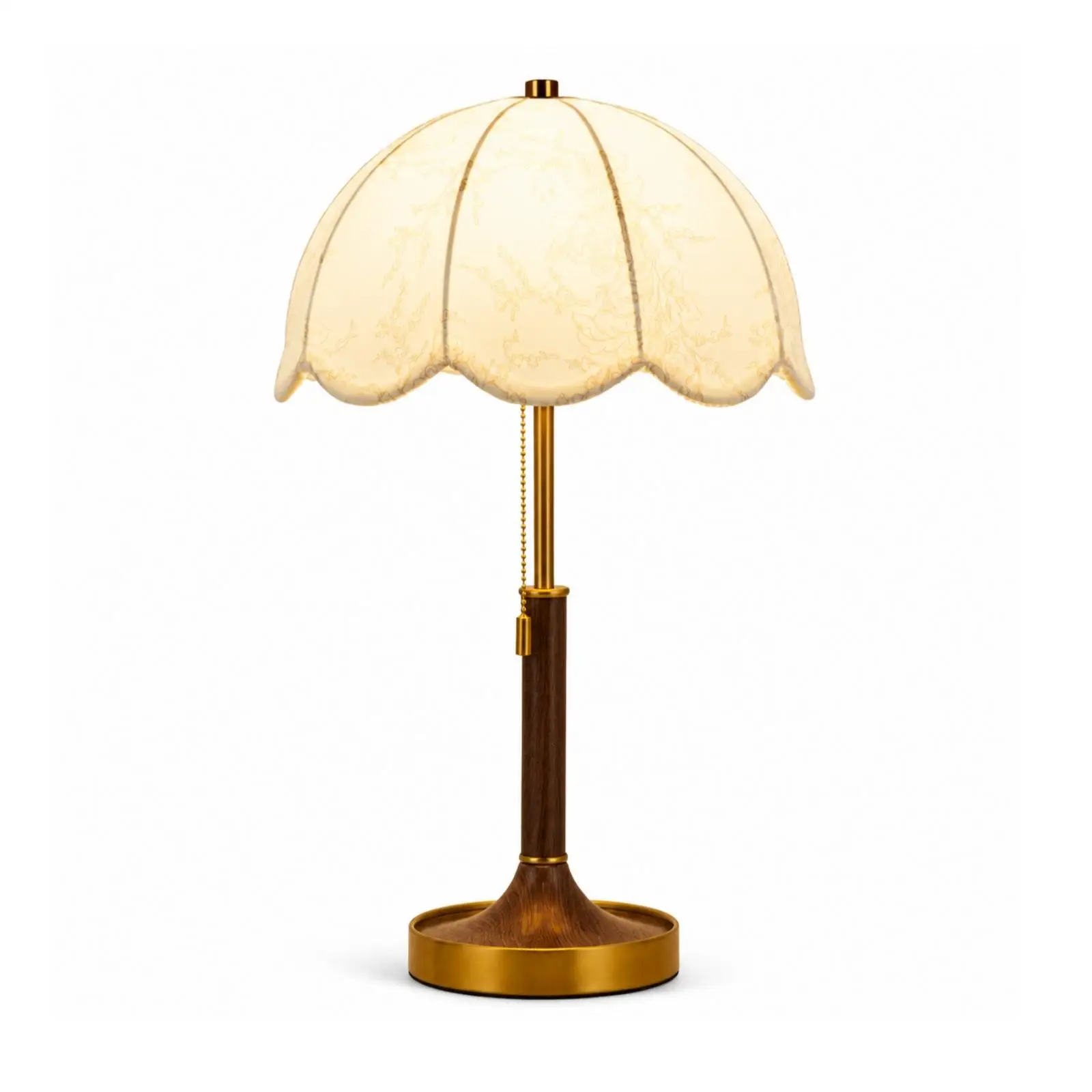 Bedside Lamp Nordic Table Lamp Textile Shade Metal and Wood Structure Gentle Diffuse Light for Bedside Table or Shelf