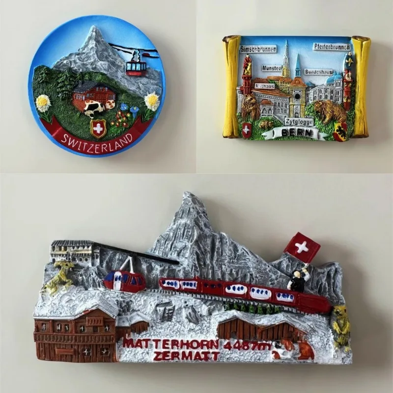 Switzerland Souvenirs Bern Fridge Magnets Jungfrau Zurich Fridge Stickers Birthday Gifts Message Board Magnetic Stickers