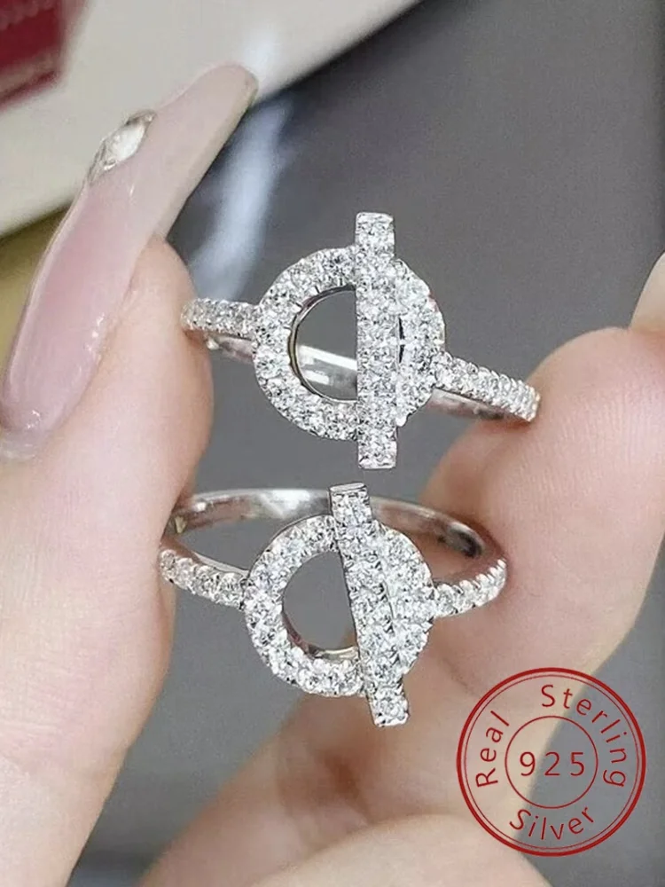 925 Sterling Silver Simplicity Classic Gorgeous Zircon Circle Ring For Women Engagement Wedding Luxury High Quality Fine Jewelry