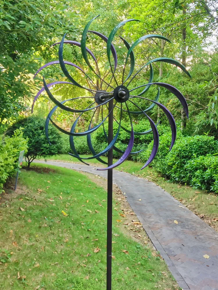 

Outdoor Wind Spinner Kinetic Sculpture Garden House Windmill Decor Wind Mill Weather Vane Exterior Yard Metal Windmill Decor