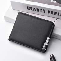 Portable Men's Wallet Pu Leather Premium Credit Card Wallet Ultra-thin Short Wallet for Card Holders
