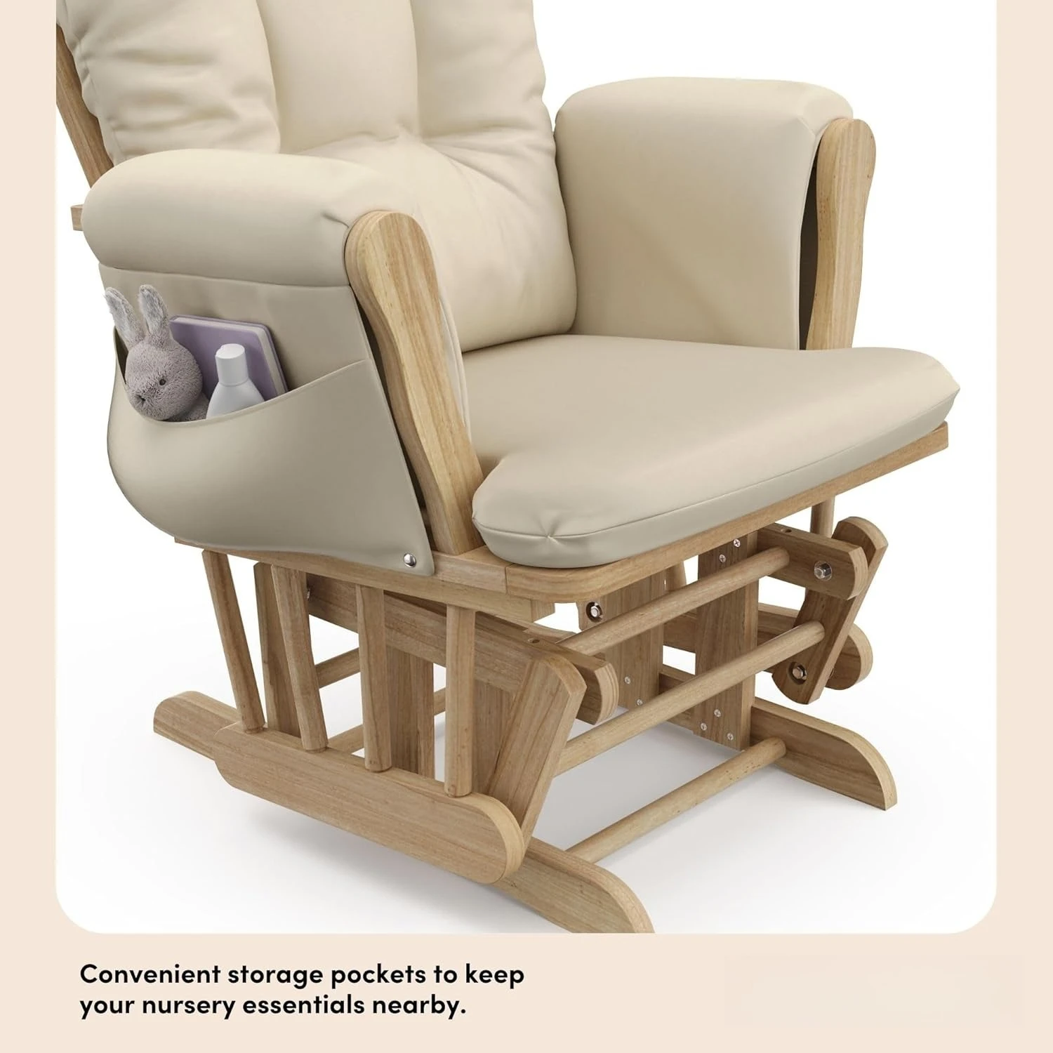 Solid Wood Craftsmanship, Smooth-Gliding Nursery Chair and Ottoman,Hoop Glider & Ottoman (Natural/Beige) — Nursery Glider