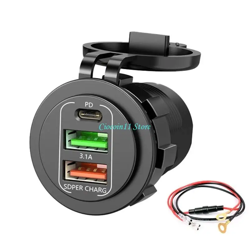 Y1UB 83W High Power Car Boat Chargers with Electric Display 4 USB Ports Universal Fit