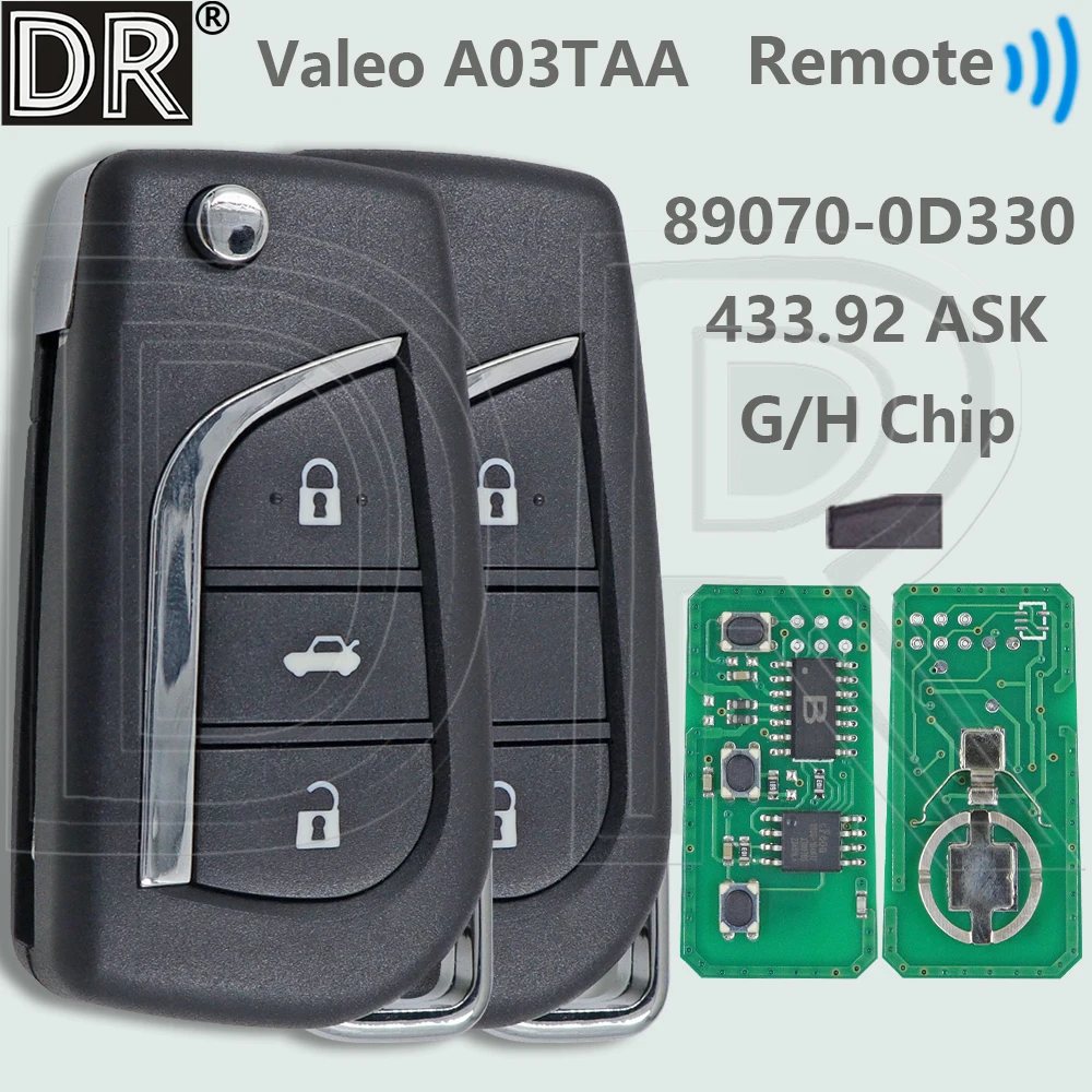 

DR A03TAA 4D72 G/8A H Chip Car Remote Key For Toyota Yaris Auris Corolla Avensis Aygo Britain Verso Peugeot 108 Citroen C1
