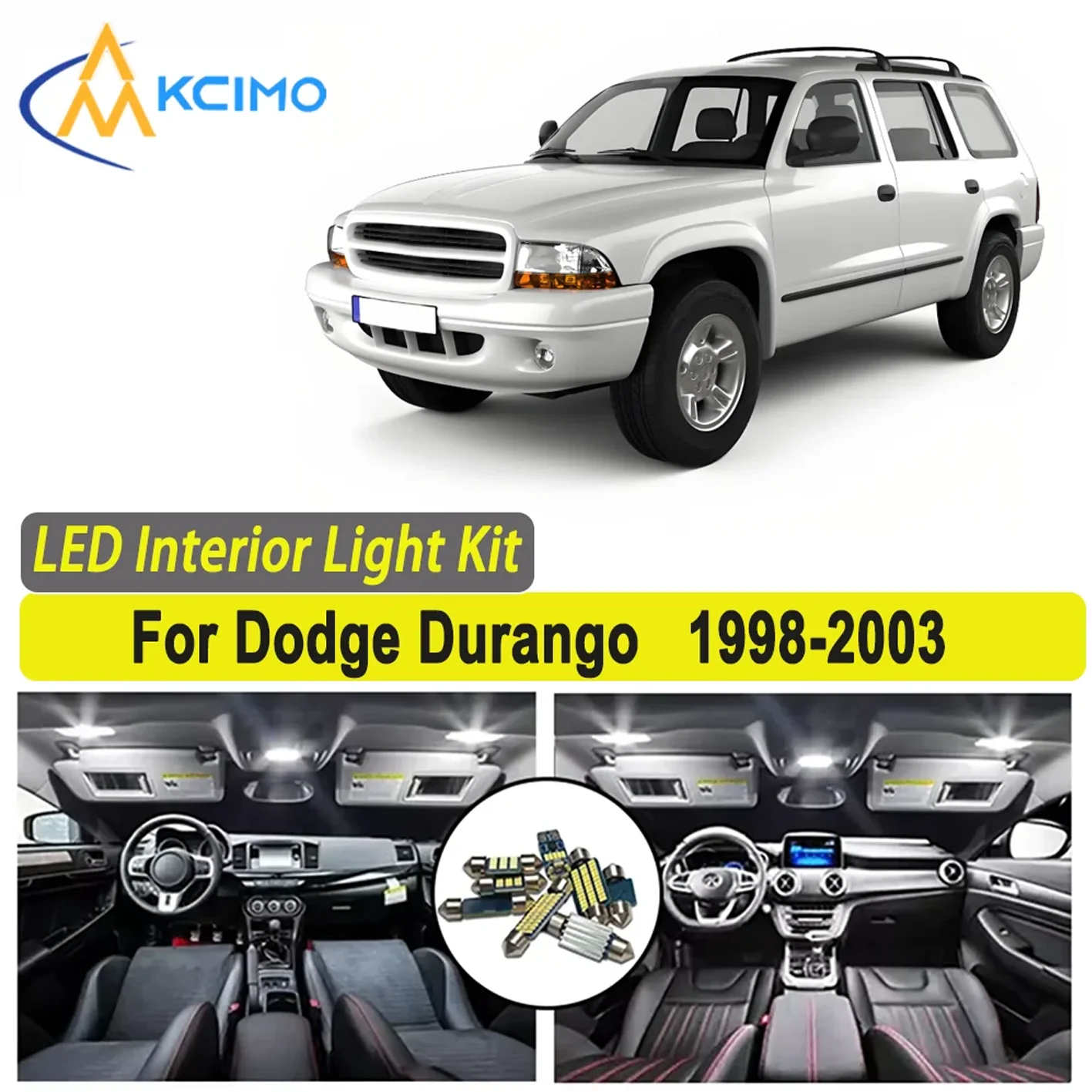 

Kcimo LED For Dodge Durango (1998-2003) Premium Bright LED Interior Dome Map Trunk Light Kit Car Led Lamps Car LED Lights Canbus