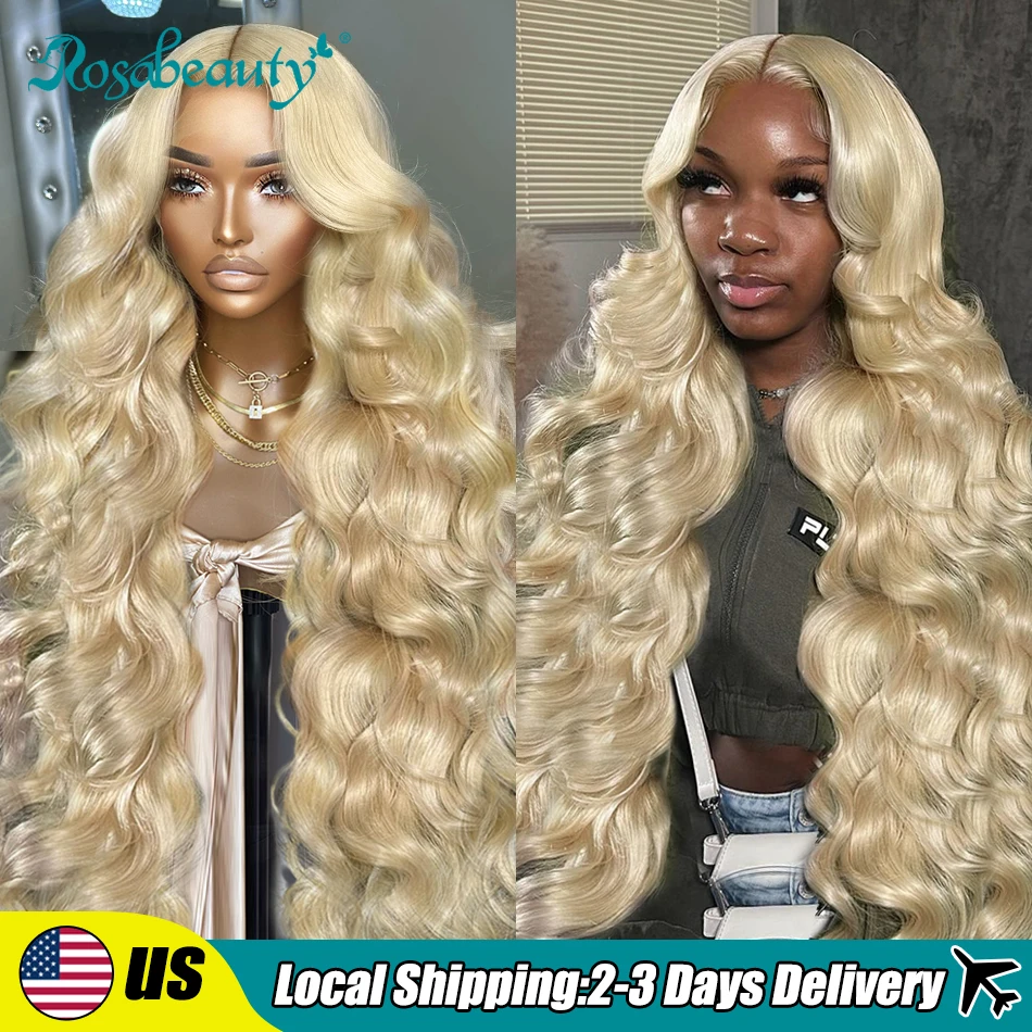 Rosabeauty 13x6 Blonde 613 HD Body Wave Lace Front Human Hair Wigs 5X5 Glueless 13X4 Frontal 250 Density 40 Inch Wig