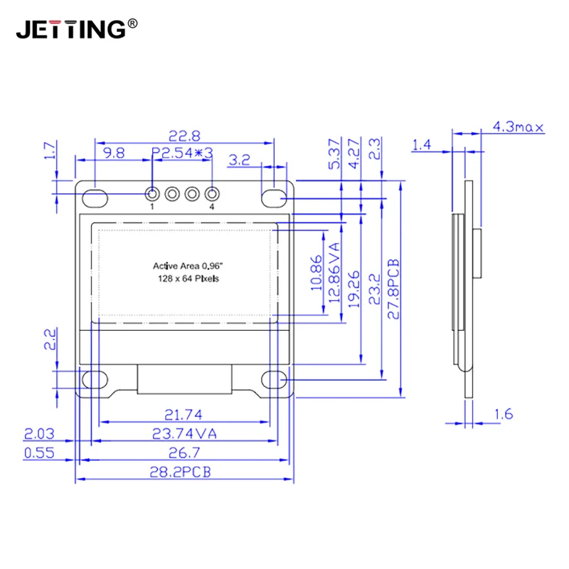 1pc 0,96 x64 ssd1315 lcd bildschirm platine 0.96 zoll oled iic serielles anzeige modul gnd vcc scl sda "für arduino schwarz