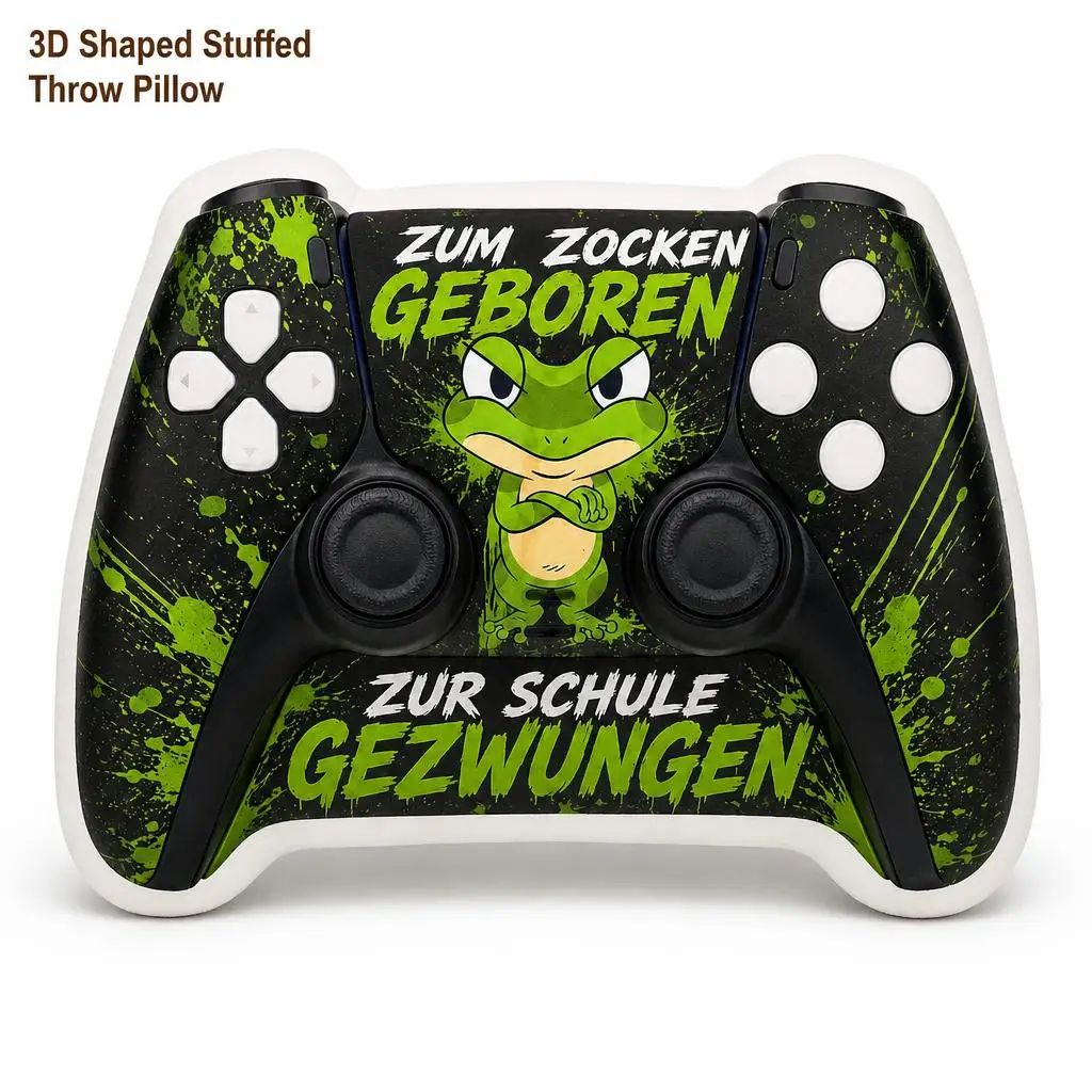 Frog Gamer School German Humor Born To Game Plush Pillow Cushion Irregular Stuffed Throw Pillow Home Decor Gift Sofa Bed