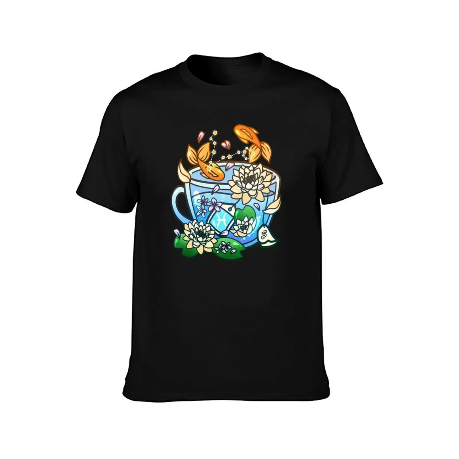 Pisces Zodiac Teacup T-Shirt Heavy Duty Casual Work Tee