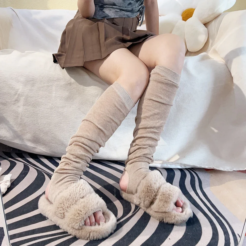 2023 Leg Warmers Women Long Socks Wool Knitted Foot Cover Arm Warmer Y2K Autumn Winter Crochet Heap Socks Boot Cuffs Stockings