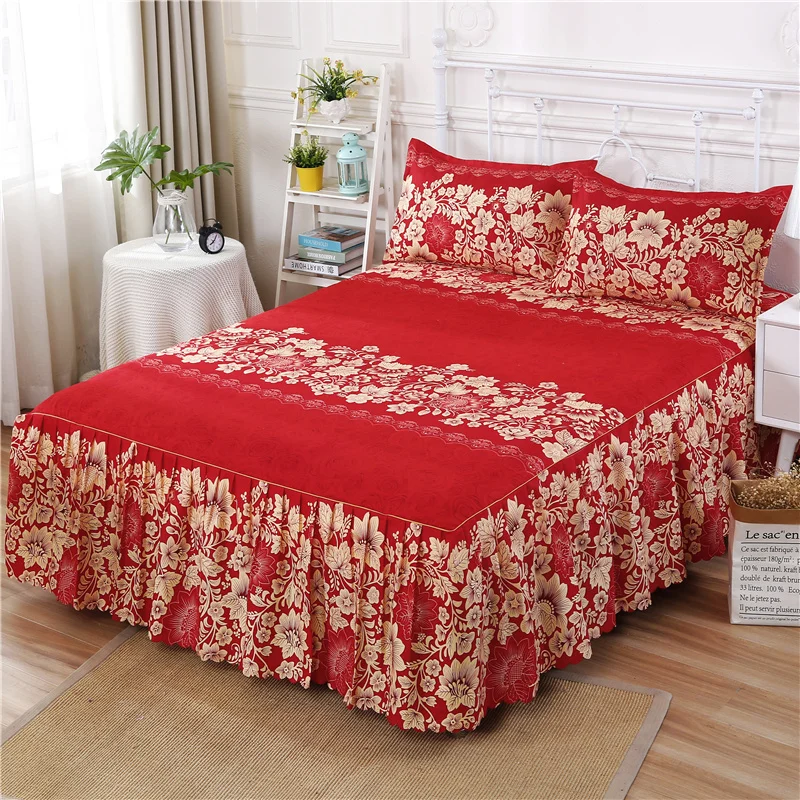 Soft Skin-Friendly Eco-Friendly Active Print Double-Sided Bed Skirt Set Breathable Non-Fade Mediterranean Style Single Piece