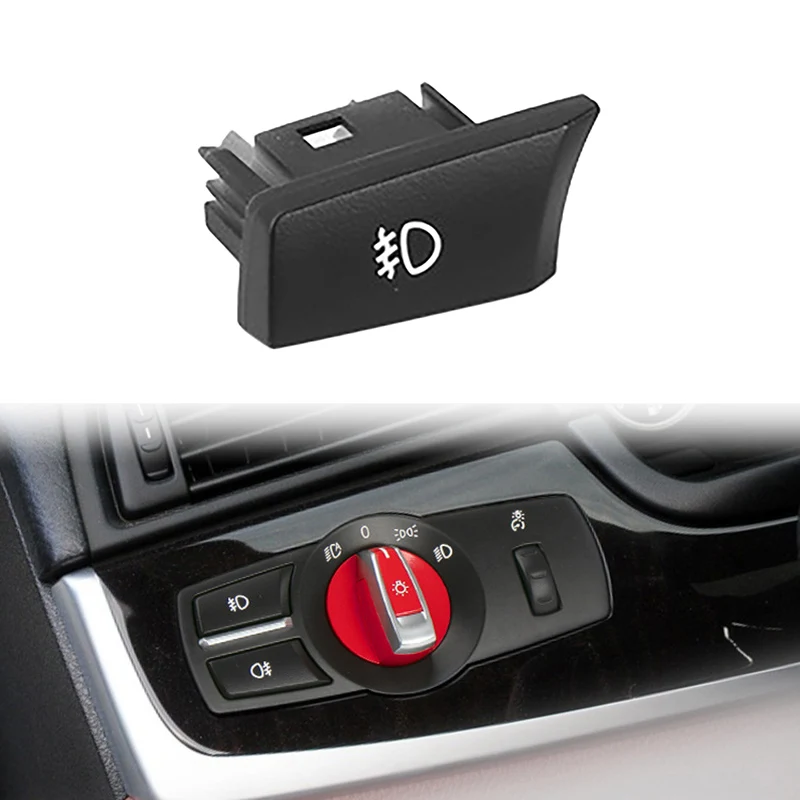 1PCS Car Rear Fog Light Button Cover For-BMW 5/7 Series X3 X4 F01 F02 F03 F10 F18 F07 F06 F25 F26 2008-2017