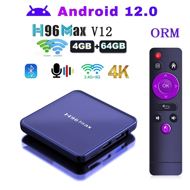 H96 MAX V12 TV Box Android 12 4G 64GB Android 12.0 4K RK3318 RockChip 2.4G 5G WIFI Bluetooth4.0 Google Voice Smart Set Top Box