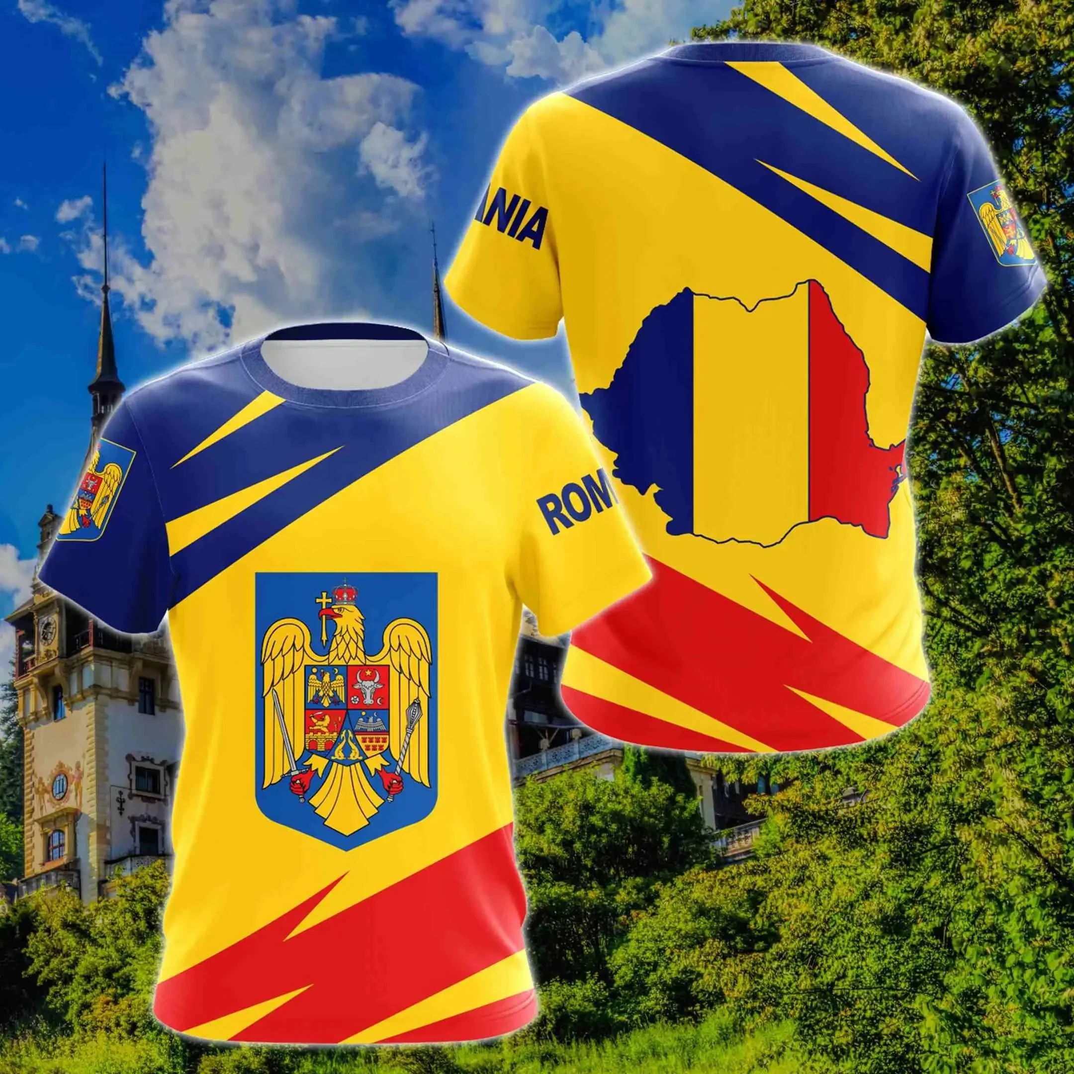Romanian Flag Graphic t shirts For Men 3D Printed Romania Football Jersey Short Sleeve O-Neck T-shirt Summer Unisex Top Clothing