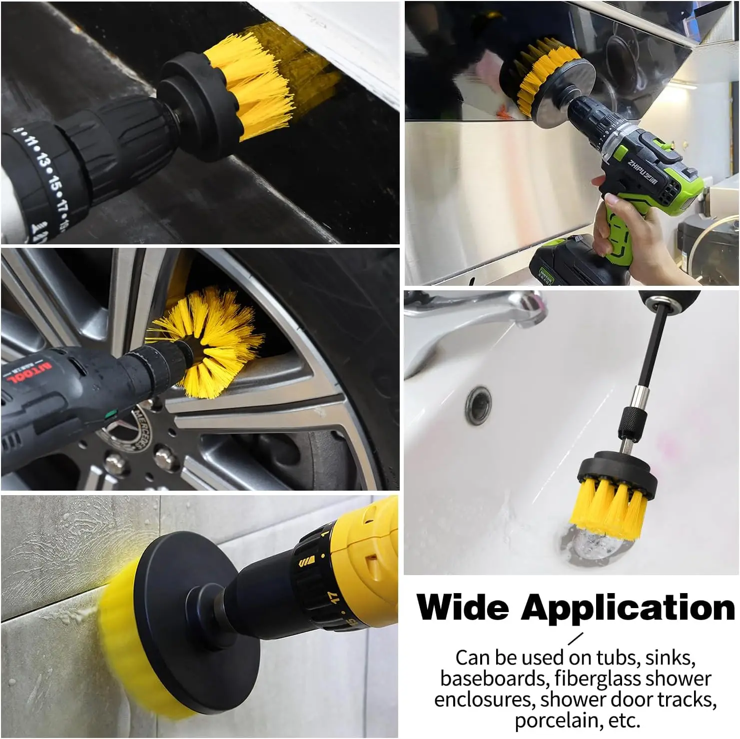 4pcs Drill Brush Attachment Set Drill Scrub Brush for Cleaning Shower Tub Bathroom car (4pcs) image 3