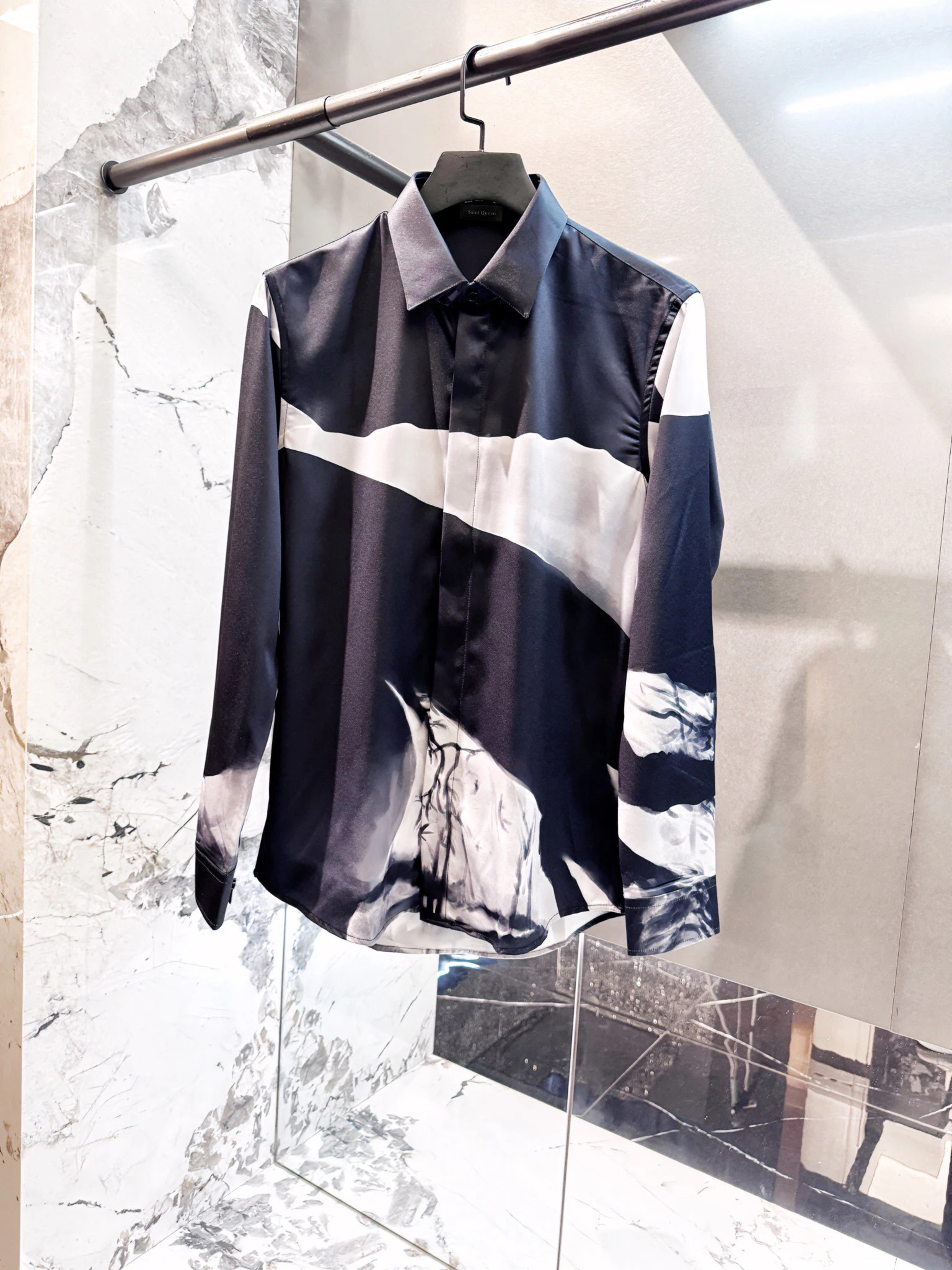 

Рубашка Saint Queen Мужская с воротником на пуговицах, стрейчевая сорочка из хлопка, приталенный силуэт, со складками на ремне, рабочая одежда, 659