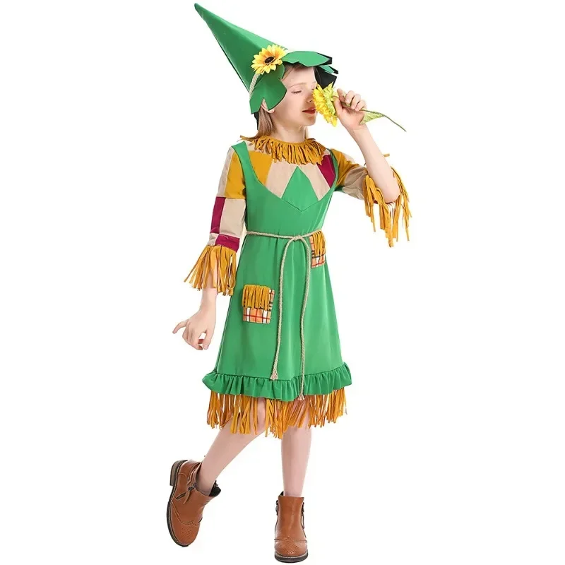 2025 Halloween jeu de rôle enfants enfants filles magicien d'oz épouvantail marionnette Costume carnaval fête déguisement