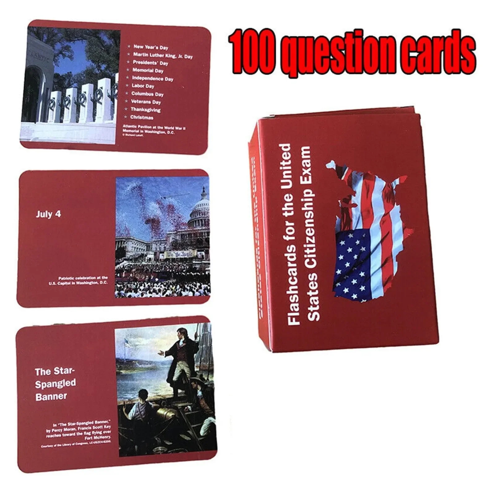 US Citizenship Flash Cards 2024 for The Civics Exam, Covers All 100 Questions, for The U.S. Citizenship Naturalization Test