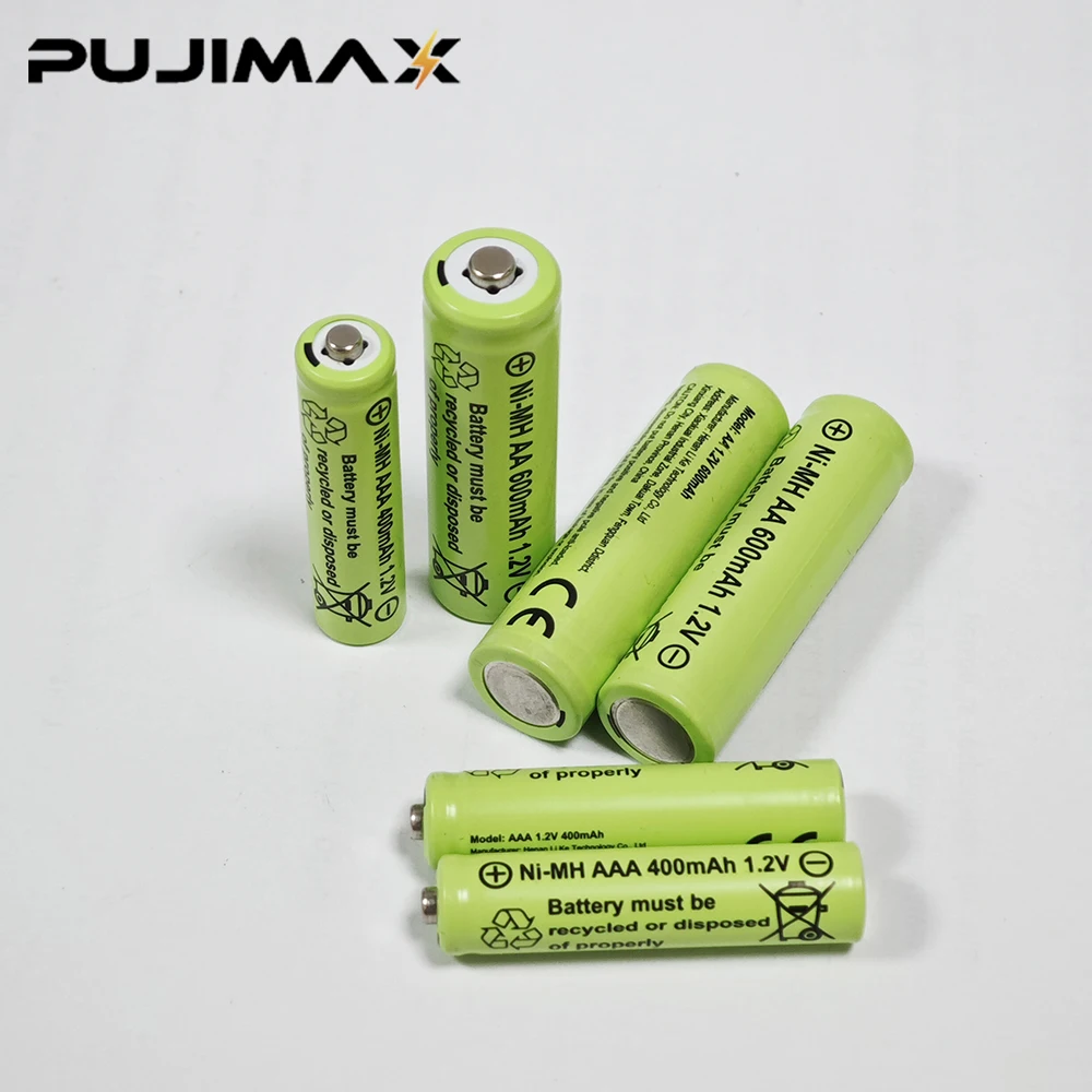 PUJIMAX 600mAh 1.2V AA Rechargeable Batteries 400mAh AAA Battery NI-MH AA AAA Rechargeable Battery for Camera Toy Clock Mice