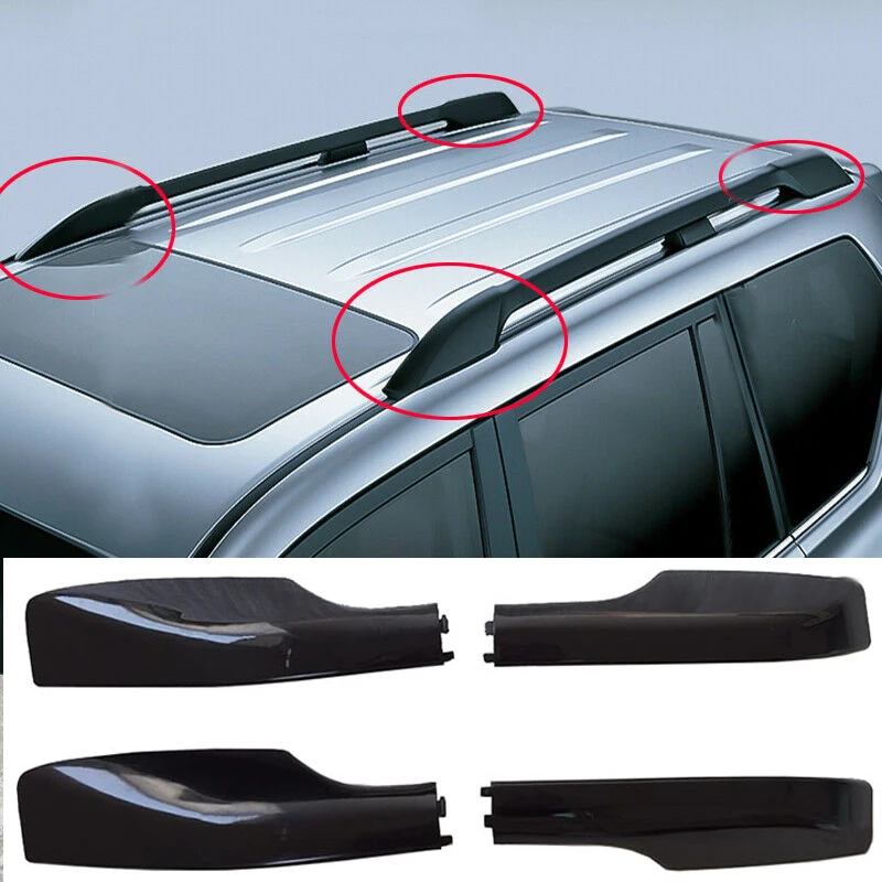 

Black Silver Roof Rack Bar Rail End Replacement Cover Shell 4PCS For Toyota Land Cruiser LC200 FJ200 2008- 2016 2017 2018 2019