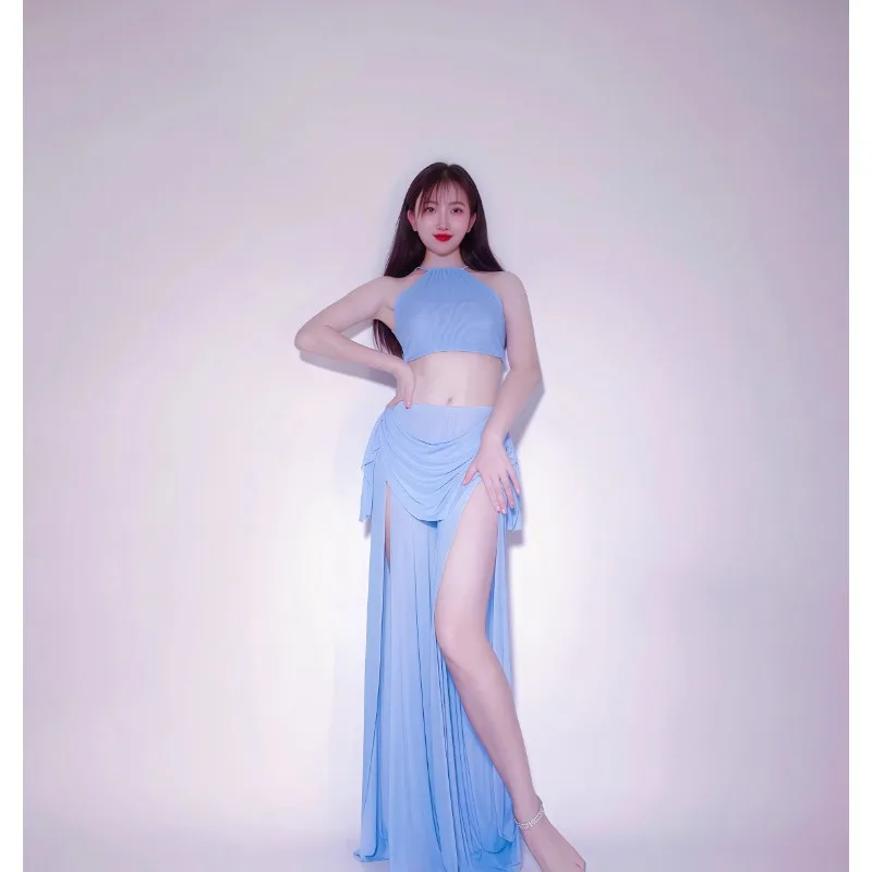 Customized New Belly Dance Costumes Oriental Dance Suit Practice Clothes Beginner Top Mesh Pants Split Set