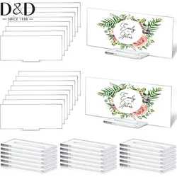 D&D 10sets Clear Place Cards with Holders Blank Rectangle Acrylic Sign Small Wedding Table Place Cards Wedding Names Cards